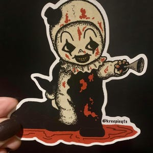 Horror Clown Kewpie Sticker, Killer Clown Vinyl Decal, 3” New Size, Movie Lover Gift