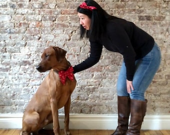 Matching dog and owner, matching set, matching dog sailor bow, bows for dogs, bow headbands, scrunchies, dapper dog, gift ideas, dog lovers