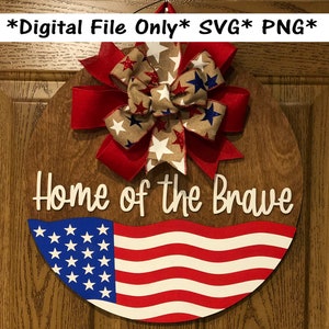 Dörrhängare med amerikansk flagga, lasersvg-fil, patriotisk svg, laserskuren flagga svg, USA flagga svg, hem för de modiga svg, Dörrhängare med flagga bild 3