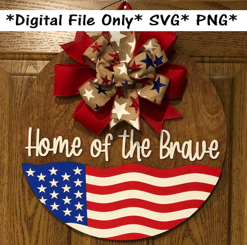 Dörrhängare med amerikansk flagga, lasersvg-fil, patriotisk svg, laserskuren flagga svg, USA flagga svg, hem för de modiga svg, Dörrhängare med flagga bild 3