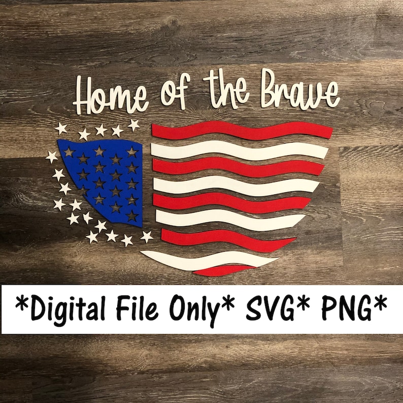 Dörrhängare med amerikansk flagga, lasersvg-fil, patriotisk svg, laserskuren flagga svg, USA flagga svg, hem för de modiga svg, Dörrhängare med flagga bild 2