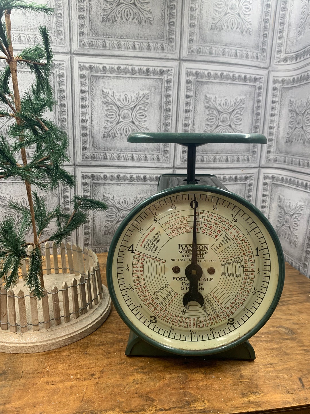 1944 Hanson Model 1509 Green 5 Lb Postal Scale Etsy