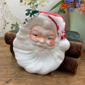 Vintage Ceramic Santa Face Dish, Wall Hanging, Made in Japan, Holiday Decor