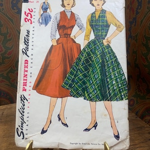 vintage Simplicity Pattern 3968, Size 11, 29 bust Misses jumper, blouse, and dress, circle skirt 1950s original pattern
