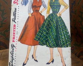 Patron De Couture Vintage Simplicity 1953 - Blouse Et Gilet (R726), B30, Années 50