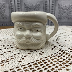 Vintage white  Santa Mug Made in Japan 1950s #4 (3” tall x 2.5 diameter x 4 including handle)