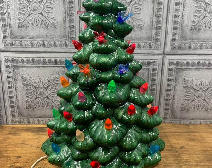 12 Vintage Lighted Ceramic Christmas Tree Etsy