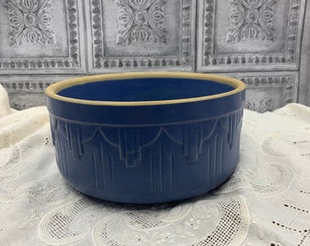 Vintage Blue Art Deco Skyscraper stoneware bowl pottery