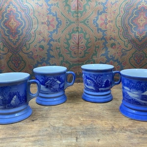 Set of 4 Currier and Ives Coffee mugs vintage Homestead in Winter Home in Wilderness