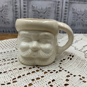 Vintage white  Santa Mug Made in Japan 1950s #1 (3” tall x 2.5 diameter x 4 including handle)