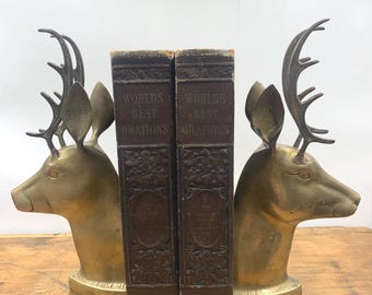 1960s solid brass bookend stag deer  mid century modern