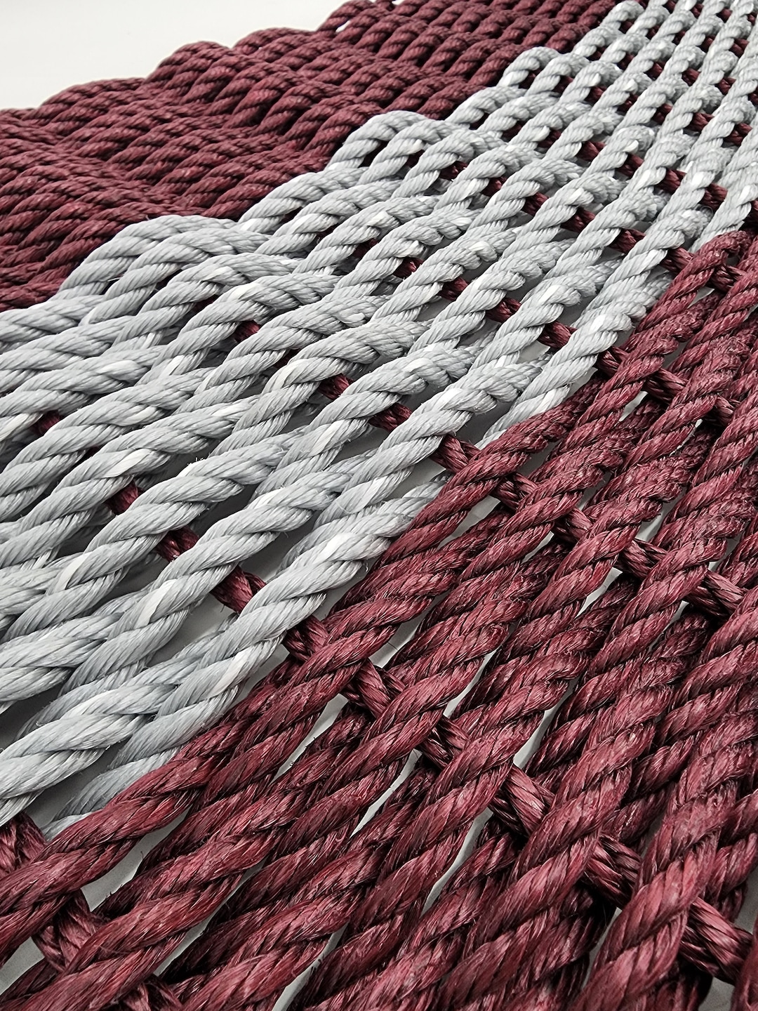 Rope Mat Made With Lobster Burgundy and Light Gray - Etsy