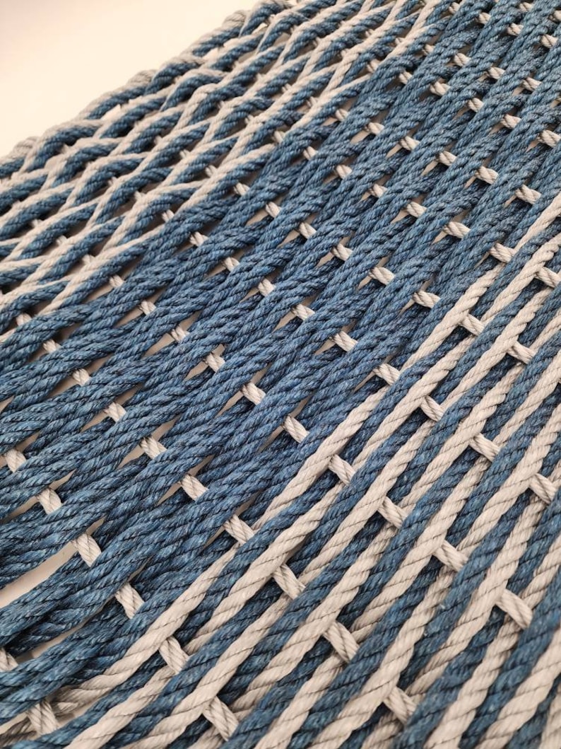 Large Rope Mat Made With Lobster Rope, Double Weave, in Navy Blue and ...