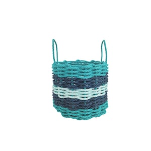 5 Stripe Lobster Rope Basket, Teal, Navy and Seafoam