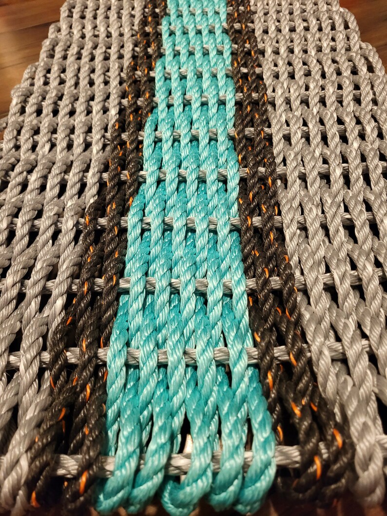 Rope Mat Made With Lobster Rope Gray With Color Options Etsy