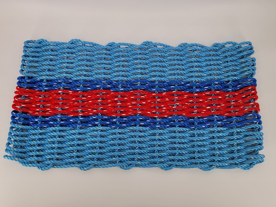 Rope Mat Made With Lobster Rope Blue and Red - Etsy