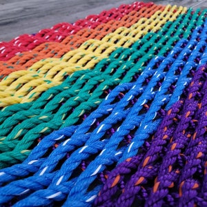 Rainbow Rope Mat made with Lobster Rope image 1