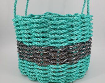 Maine Lobster Rope Basket, Teal and Gray