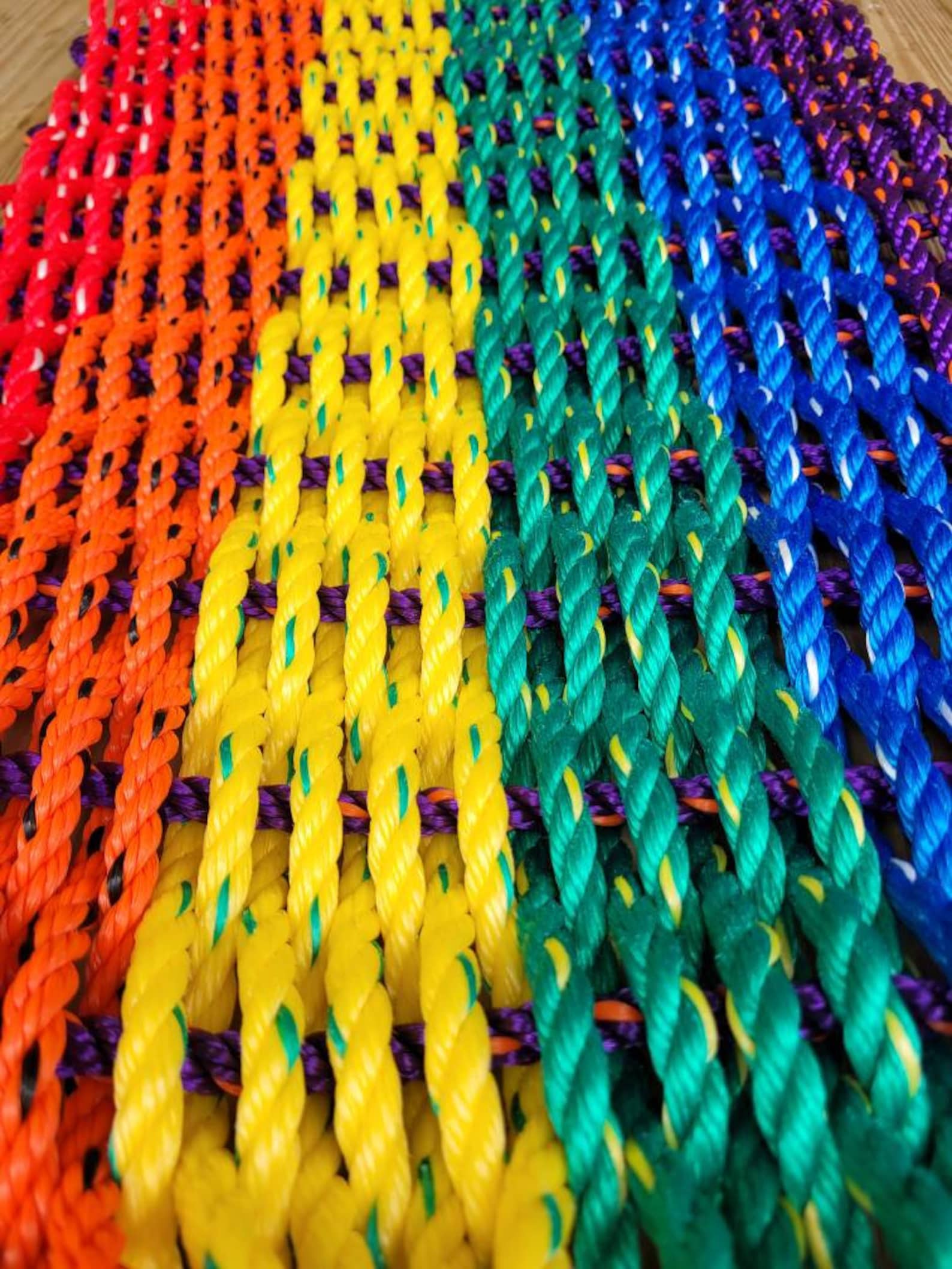 Rainbow Rope Mat Made With Lobster Rope - Etsy
