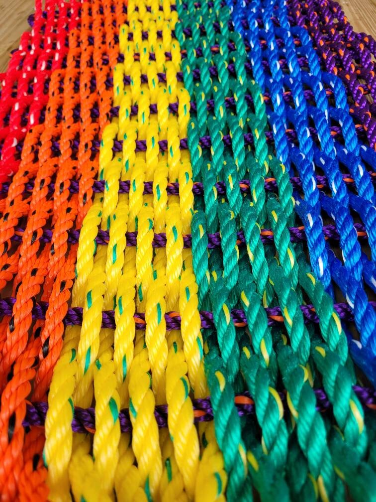 Rainbow Rope Mat Made With Lobster Rope Etsy