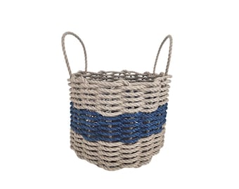 Tan and Navy Blue Maine Lobster Rope Basket