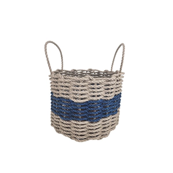 Tan and Navy Blue Maine Lobster Rope Basket