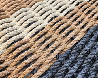5 Stripe Lobster Rope Mat Black Brown Tan