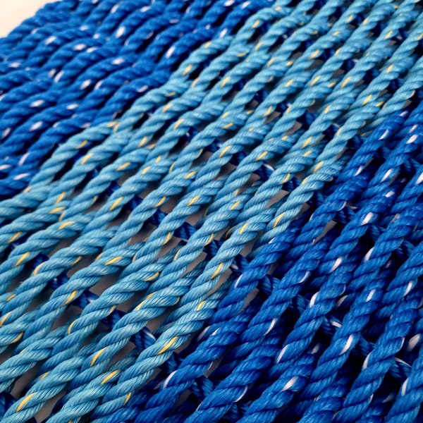 Royal Blue and Light Blue Maine Lobster Rope Mat