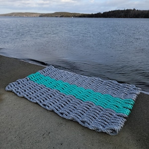 Rope Mat made with Lobster Rope Gray with Color Options