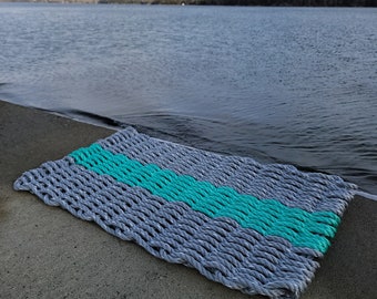 Rope Mat made with Lobster Rope Gray with Color Options