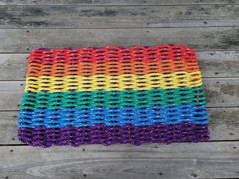 Rainbow Rope Mat Made With Lobster Rope Etsy
