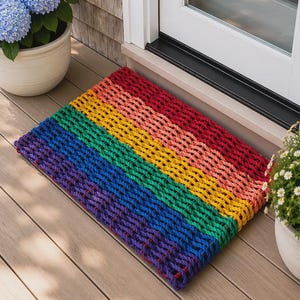 Rainbow Lobster Rope Doormat - Handwoven Outdoor Welcome Mat