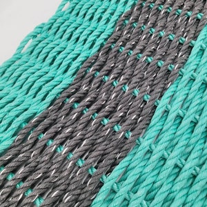 Rope Mat made with Lobster Rope Teal and Gray
