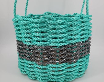 Basket made from Lobster Rope. TEAL AND GRAY