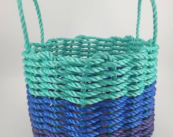 Basket made from Lobster Rope,  purple, blue teal