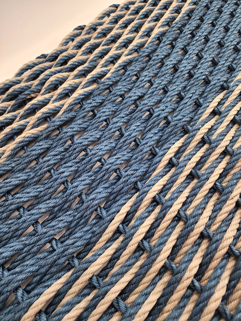 Large Rope Mat Made With Lobster Rope, Double Weave, in Navy Blue and ...