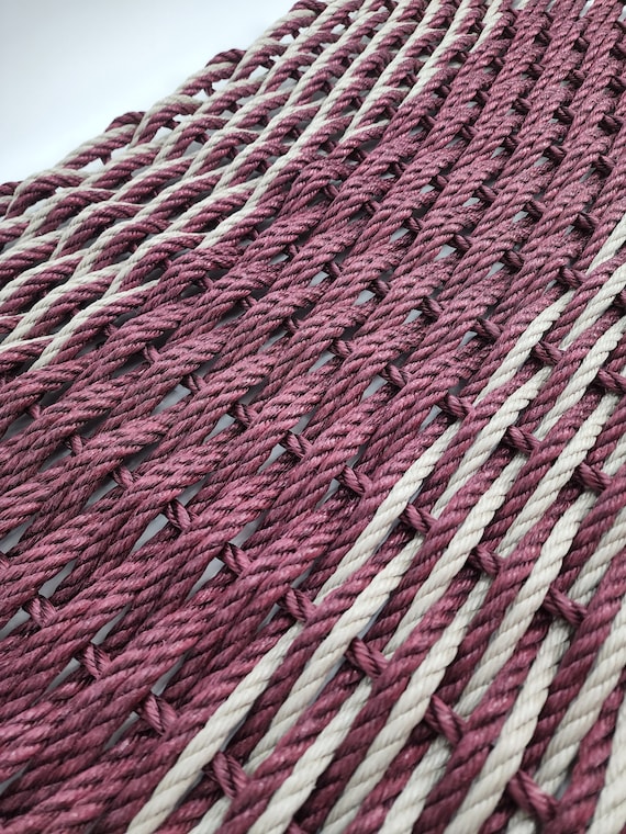 Large Rope Mat Made With Lobster Rope, Double Weave, in Burgundy