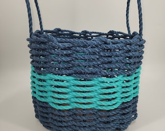 Basket made from Lobster Rope, Navy Blue and Teal