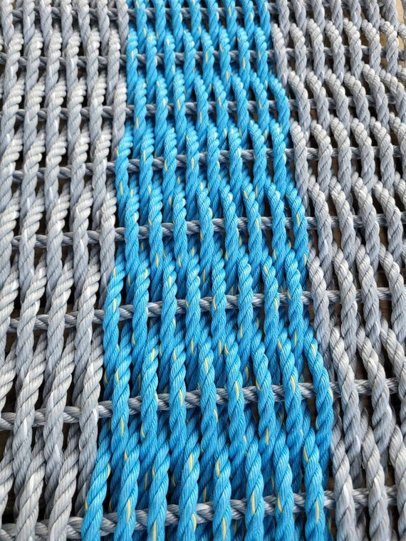 Lobster Rope Doormat, Made in Maine Rope Door Mat, Navy, Teal