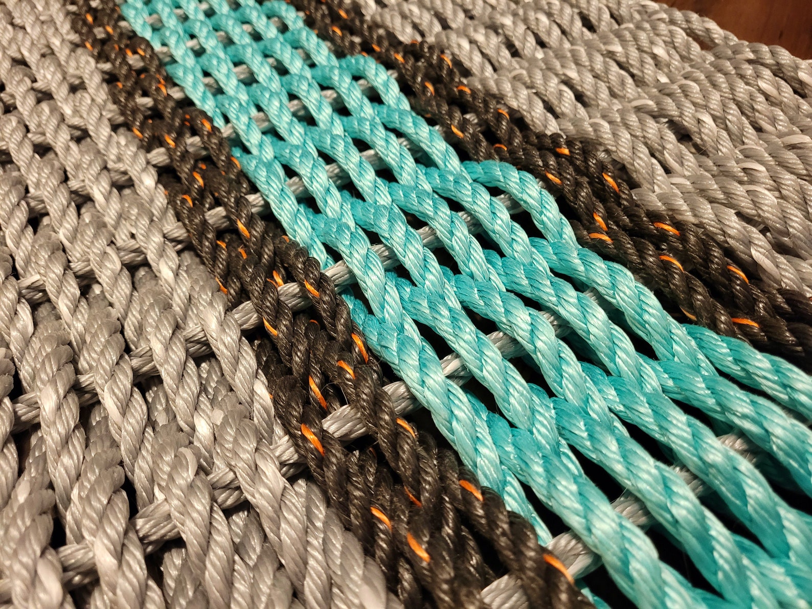 Rope Mat Made With Lobster Rope Gray With Color Options Etsy