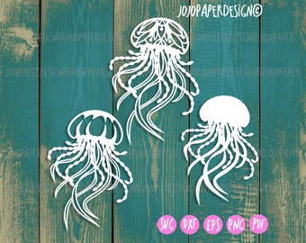 Floral Jellyfish svg, Jellyfish Ocean mandala svg for Cricut and Silhouette or laser cutting, paper cutting template