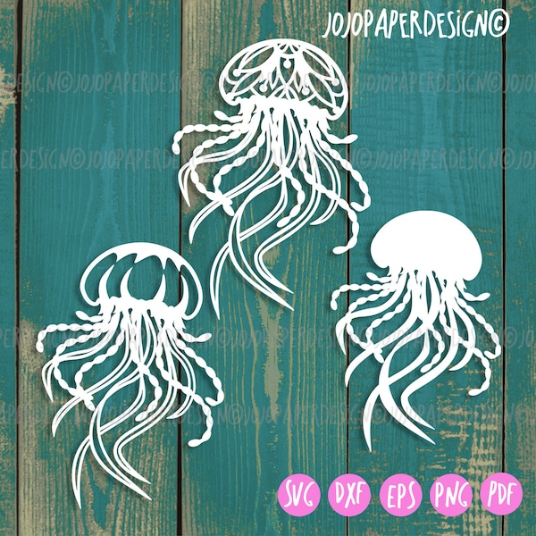 Floral Jellyfish svg, Jellyfish Ocean mandala svg for Cricut and Silhouette or laser cutting, paper cutting template