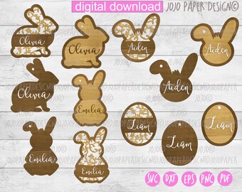 Pasen tag SVG voor Cricut silhouet, Easter basket tag laser svg, png, dxf, DIGITALE DOWNLOAD, kleine commerciële licentie inbegrepen