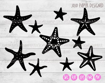Starfish SVG for Cricut and Silhouette, starfish PNG, starfish DXF, starfish clipart bundle-small commercial license included