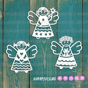 Niedliche Engel SVG für Kinder, Engel SVG für Cricut oder Silhouette, Engel Laser geschnitten SVG, kleine kommerzielle Lizenz enthalten