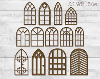 Arch window svg, halfround window svg, with matching doors-suitable for paper or laser cutting-small commercial license included