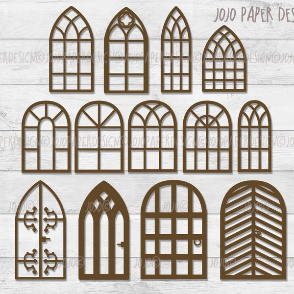 Arch window svg, halfround window svg, with matching doors-suitable for paper or laser cutting-small commercial license included