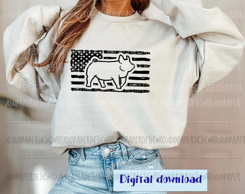 Show Pig US Flag SVG, Pig SVG , Pig Outline Svg Png Eps Dxf Pdf, Show ...