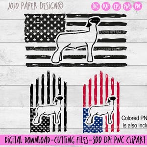 Mostra agnello SVG con bandiera USA, agnello svg, contorno pecora png eps dxf pdf, file di taglio svg, mostra agnello con bandiera USA in difficoltà 300 dpi png