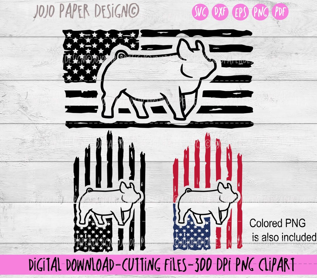 Show Pig US Flag SVG, Pig SVG , Pig Outline Svg Png Eps Dxf Pdf, Show ...